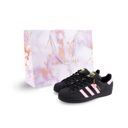 Adidas SUPERSTAR противоскользящие износостойкие низкие кроссовки для скейтбординга унисекс, черные, розовые eg4959(team886-爱心吊牌sbox) | black pink