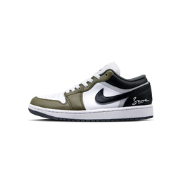 Jordan Баскетбольные кроссовки Air 1 Low "Game" в винтажном стиле, унисекс, черные, белые, зеленые 553558-152（team839-男女款game） | black white green