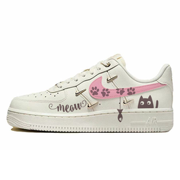 Nike Кроссовки Air Force 1 с низким верхом, устойчивые к истиранию и дышащие, унисекс, белые fv3654-111(team10-meaw 喵l) | white