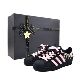 Adidas Кроссовки для скейтбординга SUPERSTAR Princess Sissi с противоскользящим покрытием, износостойкие, унисекс, черные, розовые eg4959(team867-茜茜公主星愿sbox) | black pink