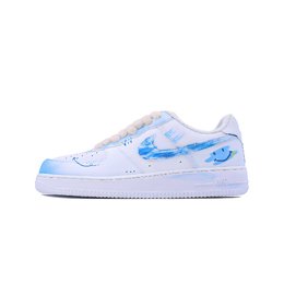 Nike Кроссовки Air Force 1 Singularity, синие, с противоскользящим покрытием, износостойкие, низкие, унисекс, белые, синие cw2288-111（team784-男女 蓝色心愿） | white blue