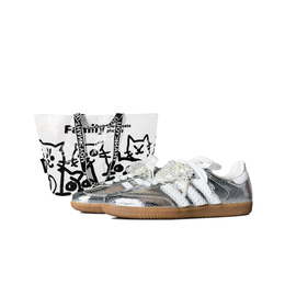 Adidas Кроссовки для скейтбординга SAMBA OG Silver Mist с антискользящим покрытием, износостойкие, женские, серебристые jr0035(team619-银雾xs-box) | silver
