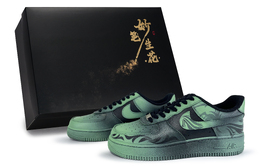 Кроссовки для скейтбординга Air Force 1 Wondrous Brush Blossoms, черно-зеленые, унисекс, черно-зеленые Nike, Black Green cw2288-001(team171-黑绿荆魂s-box） | black green