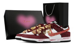 Nike Кроссовки для скейтбординга Dunk Flower A Good Full Moon Love Gift Box, нескользящие, износостойкие, унисекс, красные dd1391-100(team683-花好月圆爱心礼盒) | red