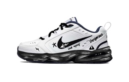 Nike Кроссовки Air Monarch 4 Slip, увеличивающие рост, низкие, массивные, унисекс, с рисунком граффити, черные 415445-102（team640-危险警告2） | graffiti black