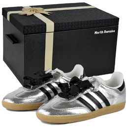 Adidas Кроссовки для скейтбординга SAMBA OG Silver Flower Rhino Low Top, женские, черно-серебристые jr0035(team96-女银花系s-box) | silver flower-high-end gift box 1