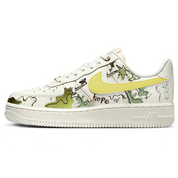 Nike Кроссовки для скейтбординга Air Force 1 Auspicious Spring Breeze, износостойкие, низкие, женские, белые, желтые fv3654-111(team1042-盎然春意) | white yellow
