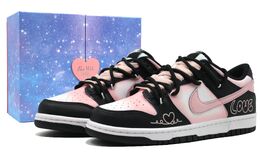 Nike Кроссовки для скейтбординга Dunk Low Top унисекс, черные, розовые dd1391-100(team205-热恋夏季-box) | black pink