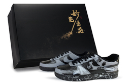 Nike Кроссовки для скейтбординга Air Force 1, унисекс, низкие, серые, белые cw2288-001(team171-暗夜涂鸦师s-box） | black white