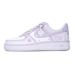 Nike Кроссовки для скейтбординга Air Force 1 Purple Taro Cat с противоскользящим покрытием, износостойкие, женские, фиолетовые dd8959-100(team1219-紫芋猫咪) | purple