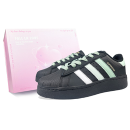 Adidas Кроссовки для скейтбординга SUPERSTAR XLG с противоскользящим покрытием, износостойкие, низкие, унисекс, черные ig9777（team478-rose 绿绮飞跃s-box） | black