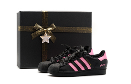 Adidas Низкие кроссовки для скейтбординга SUPERSTAR унисекс, черные, розовые eg4959(team1098-复古莓粉sbox） | black pink (box)