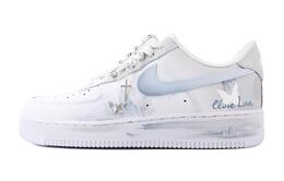 Nike Кроссовки Air Force 1 с низким верхом, устойчивые к истиранию и скольжению, унисекс, белые, серые, синие cw2288-111(team963-蝴蝶梦境) | white gray blue