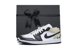 Jordan Баскетбольные кроссовки Air 1 Low Top Vintage унисекс, черные, белые 553558-153(team拾伍-男女同款黑棕sbox) | black white