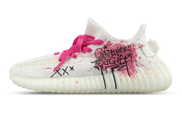 Adidas Низкие повседневные кроссовки Yeezy Boost 350 V2, устойчивые к истиранию, унисекс, белые, розовые hq6316(team1265-喷射涂鸦) | white pink