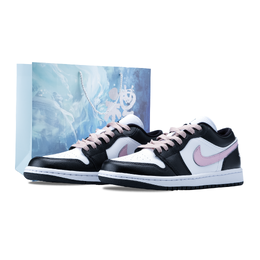 Jordan Баскетбольные кроссовки Air 1 Low Top Vintage женские, черно-белые dc0774-101（team626-粉心引力-box） | black white (blue special shopping bag)