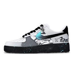Nike Кроссовки для скейтбординга Air Force 1 Galaxy Ink Style, нескользящие, износостойкие, унисекс, черные, белые cw2288-111(team1001-星系墨风） | black white