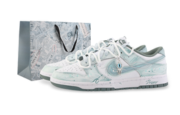 Nike Кроссовки для скейтбординга Dunk Drippy Valley с противоскользящим покрытием, износостойкие, унисекс, белые, зеленые dv0833-111（team889-风之谷礼袋款） | white green (special shopping bag)