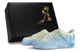 Nike Кроссовки Air Force 1 Wonderful Pen Flowers, бамбуковые, прозрачные, низкие, унисекс, сине-зеленые cw2288-111(team171-竹间清s-box) | blue green