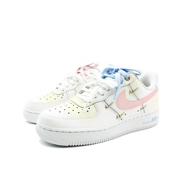 Nike Женские кроссовки для скейтбординга Air Force 1 с низким верхом, устойчивые к истиранию, желто-розовые fv3654-111(team641-粉蓝迷失鸳鸯) | yellow pink