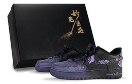 Nike Кроссовки Air Force 1 Ink Blossoms, Purple Rose Love, износостойкие, низкие, для скейтбординга, унисекс, фиолетово-черные cw2288-001(team171-紫玫恋情s-box） | purple black