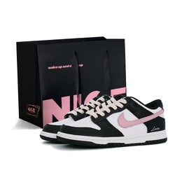 Nike Кроссовки для скейтбординга Dunk Strawberry Cheese с противоскользящим покрытием, износостойкие, женские, черно-розовые dd1503-101（team664草莓芝士s-sbox） | black pink (shopping bag)