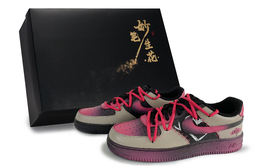 Nike Кроссовки Air Force 1 Wondrous Brush Blossoms, Only Love, износостойкие, низкие, для скейтбординга, унисекс, черные, коричневые, розовые cw2288-001(team171-唯爱s-box） | black brown pink