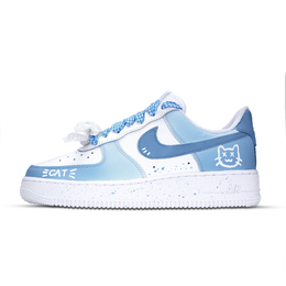 Nike Кроссовки Air Force 1 Pastoral Kittens с нескользящей подошвой, износостойкие, женские, для скейтбординга, королевского синего цвета dd8959-100(team883-田园小猫) | royal blue