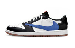 Jordan Баскетбольные кроссовки Travis Scott x Air 1 Low Top Vintage Unisex, цвет синий, белый, черный dz4137-700（team1290-蓝白倒钩） | black white blue