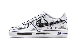 Nike Кроссовки для скейтбординга Air Force 1 Anime, износостойкие, низкие, унисекс, черные, белые hq2037-100(team1038-二次元) | black white