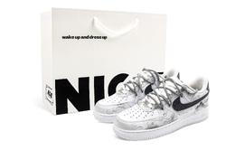 Nike Кроссовки Air Force 1 для скейтбординга, износостойкие, серо-белые, унисекс cw2288-111（team1110-水墨山河s-box） | gray white
