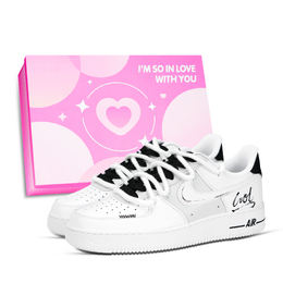 Nike Кроссовки Air Force 1 с черными белыми буквами, противоскользящие, с низким верхом, для скейтбординга, унисекс, белые dd8959-100（team969 黑白字母 box） | white
