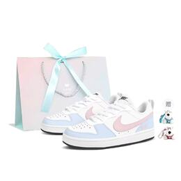 Nike Кроссовки Court Borough GS Sea Salt Peach, низкие, для скейтбординга, женские, сине-розовые dv5456-104（team675-海盐桃桃 sbox） | blue/pink
