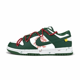 Nike Кроссовки для скейтбординга Dunk Black Thistle Island Cat, Wealth, нескользящие, унисекс, белые, зеленые, красные dd1391-101(team405-八方来财) | white green red