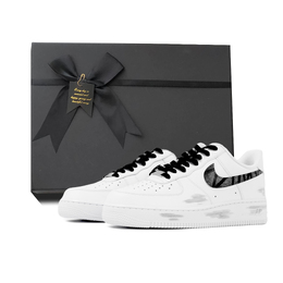 Nike Кроссовки для скейтбординга Air Force 1, унисекс, низкие, белые, черные cw2288-111(team384-繁星 白box) | black white gift box set