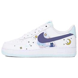 Nike Кроссовки Air Force 1 Radiant Nebula, Cat's Starry Sky, противоскользящие, износостойкие, низкие, для скейтбординга, женские, белые, синие ih0640-161(team56-猫的星空) | white blue
