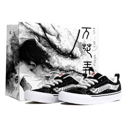 Vans Кну Скул Ванху Нонг, Вуцзи, антискользящие износостойкие низкие кроссовки для скейтбординга унисекс, черные, белые, серые vn0009qc6bt1(team113-无极s-box) | black white gray