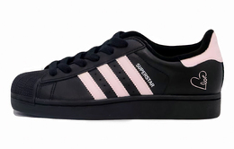 Adidas Кроссовки для скейтбординга Superstar 2 с противоскользящим покрытием, износостойкие, унисекс, черные, розовые ji0079（team1062-爱心脉搏） | black pink