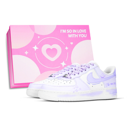 Nike Кроссовки Air Force 1 Air Force 1, фиолетовые, противоскользящие, износостойкие, низкие, для скейтбординга, женские, белые, фиолетовые dd8959-100（team883-紫花朵-box） | pink box