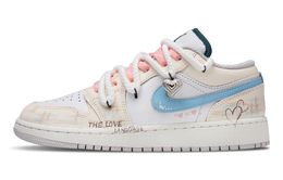 Jordan Баскетбольные кроссовки Air 1 Love Confession с антискользящим покрытием, износостойкие, винтажные, унисекс, белые, розовые fq7687-300(team864-告白) | white pink