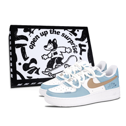Nike Кроссовки для скейтбординга Air Force 1 Love Full Anti Slip, износостойкие, унисекс, темно-синие dd8959-100（team883-爱意加满男鞋盒） | dark sky blue