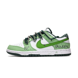 Nike Кроссовки для скейтбординга Dunk Green Star с противоскользящим покрытием, износостойкие, унисекс, белые и зеленые dd1391-101(team861-绿星) | white green