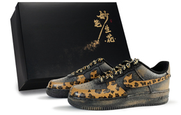 Nike Кроссовки Air Force 1 Flower Of The Brush, Caramel Shadow Burst Low Top для скейтбординга, унисекс, черно-коричневые cw2288-001(team171-焦糖爆影s-box） | black brown