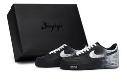 Nike Кроссовки для скейтбординга Air Force 1 унисекс, низкие, черные/белые/серые cw2288-001(team80-男女同款危楼s-box） | black white gray