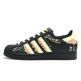 Adidas Кроссовки для скейтбординга Superstar унисекс с низким верхом, кремово-белые/кофейные eg4959(team801-奶油甜心) | black coffee
