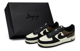 Nike Кроссовки для скейтбординга Air Force 1, унисекс, низкие, черно-коричневые dv0788-001(team80-男女款美式蜜蜂sbox) | black white brown