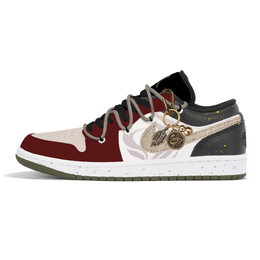 Jordan 1. Износостойкие винтажные баскетбольные кроссовки с низким верхом, унисекс, черно-красные 553558-092(team778-暗夜星光) | black red