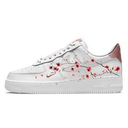 Nike Кроссовки Air Force 1 Flower Language Fragment с низким верхом, противоскользящие, женские, белые, розовые cz0270-103(team366-花语片片) | white pink