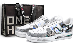 Nike Кроссовки Air Force 1 с антискользящим покрытием, износостойкие, низкие, для скейтбординга, унисекс, белые, синие cw2288-111(team400-古之巨蟒男女款蓝礼) | white blue
