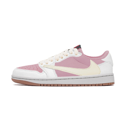 Jordan Баскетбольные кроссовки Travis Scott X Air 1 Vintage, унисекс, низкие, белые, розовые dz4137-700（team肆叁柒-白粉倒勾） | white pink